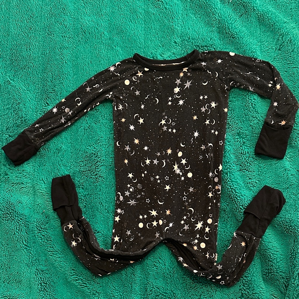 Little Sleepies Black Starry Night Crescent Zipper Sleeper
